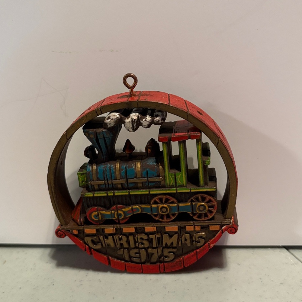 Vintage Hallmark Christmas 1975 Train Locomotive Ornament EUC